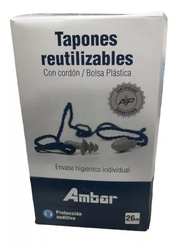 Tapón auditivo reusable (Paquete con 100 piezas) AS-026cc